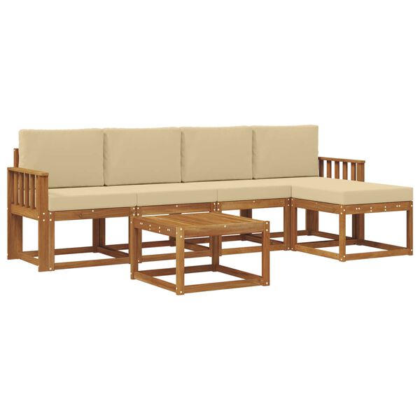 vidaXL Ensemble de canap&eacute;s d'ext&eacute;rieur 6 pcs Naturel et Beige