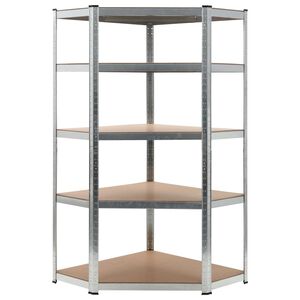 vidaXL &Eacute;tag&egrave;re d'angle &agrave; 5 niveaux Argent&eacute; Acier et bois d'ing&eacute;nierie