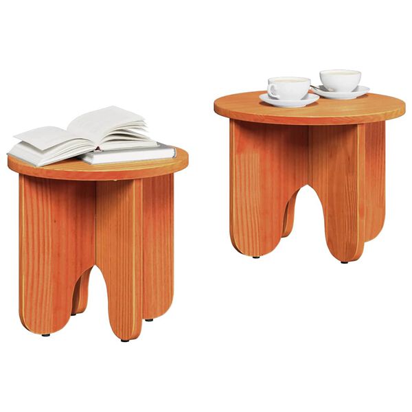 vidaXL Table basse 2 pcs Brun cire Bois de pin massif