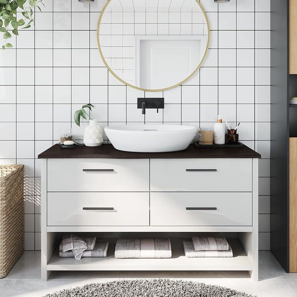 vidaXL Comptoir de salle de bain marron fonc&eacute; 100x40x2 cm bois trait&eacute;