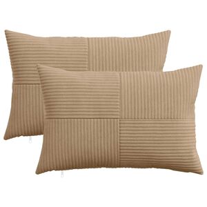 vidaXL Housse de coussin 2 pcs ALMELO Marron 30 x 50 cm velours c&ocirc;tel&eacute;
