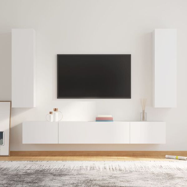 vidaXL Ensemble de meubles TV 4 pcs Blanc Bois d'ingénierie