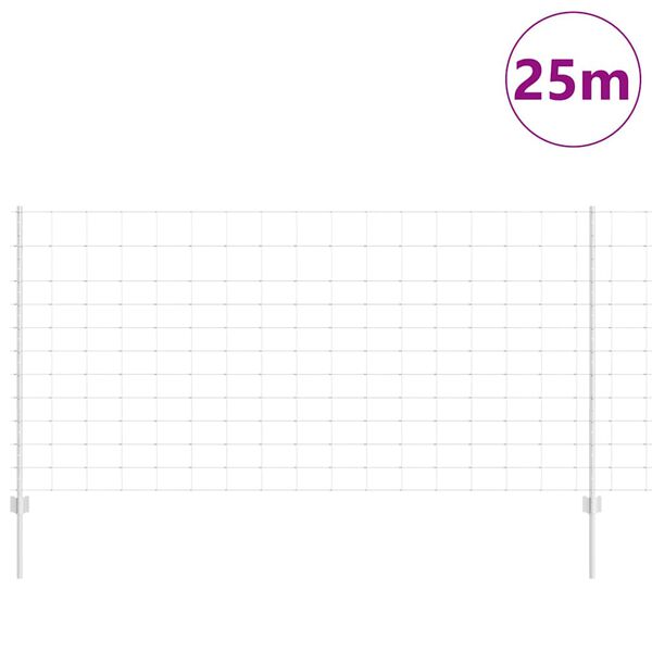 vidaXL Cl&ocirc;ture avec poteau Argent&eacute; 1,2 x 25 m Acier