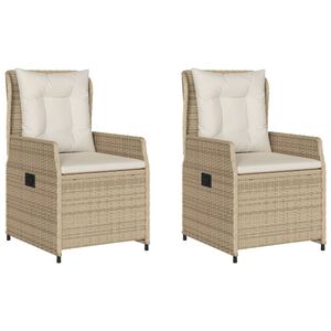 vidaXL Chaises inclinables de jardin lot de 2 beige r&eacute;sine tress&eacute;e