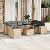 vidaXL Salon de jardin avec coussins 10 pcs beige r&eacute;sine tress&eacute;e