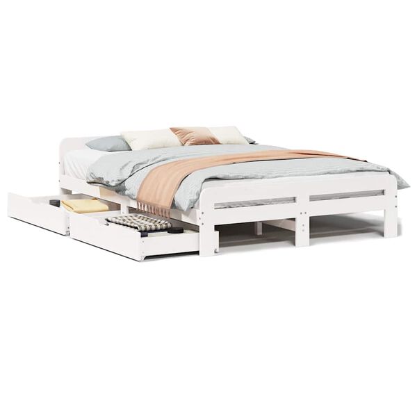 vidaXL Cadre de lit sans matelas blanc 140x200 cm bois de pin massif
