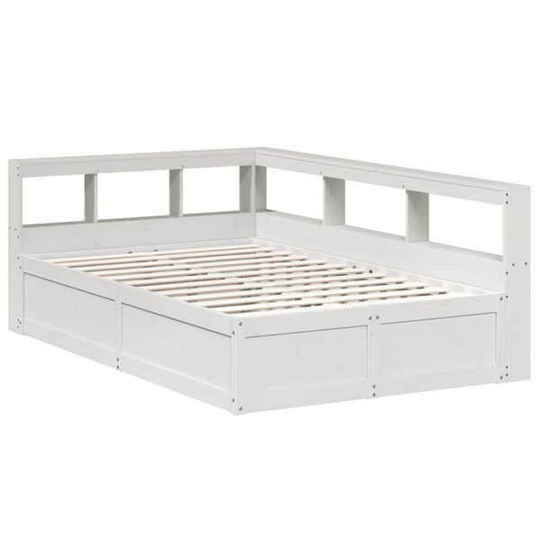 vidaXL Lit bibliothèque sans matelas blanc 120x190 cm bois pin massif