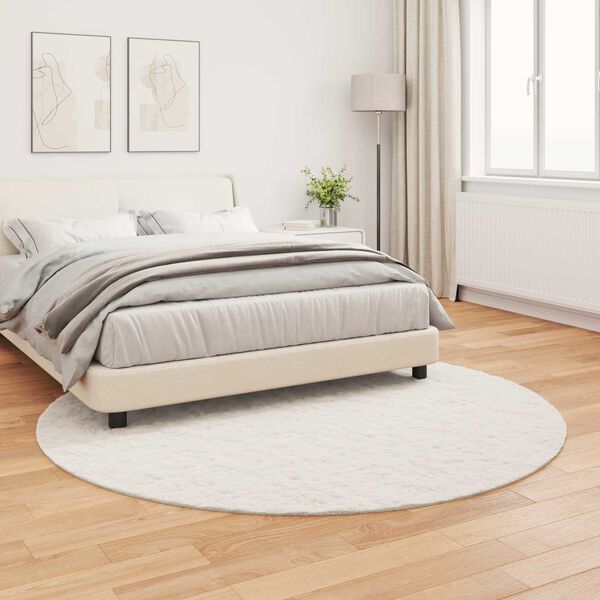 vidaXL Tapis en Fourrure Synth&eacute;tique de Lapin Olite Cr&egrave;me &Oslash; 160 cm