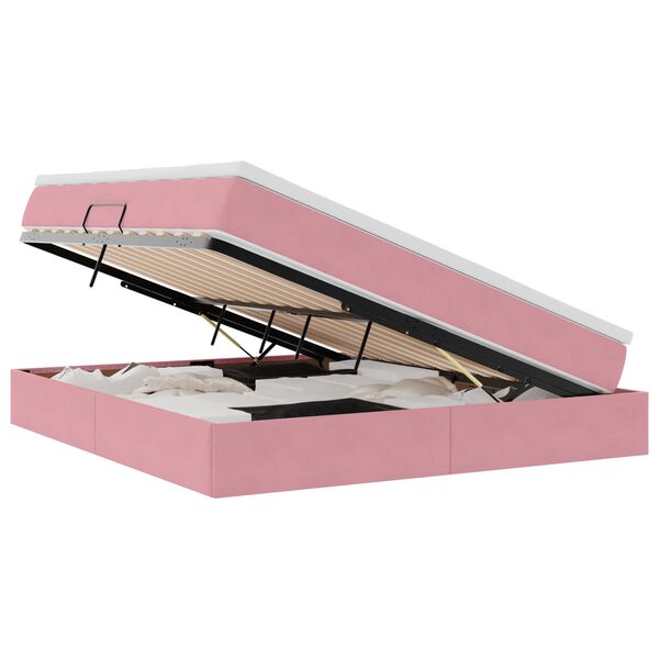 vidaXL Lit avec rangement et matelas Rose 160 x 200 cm Velours