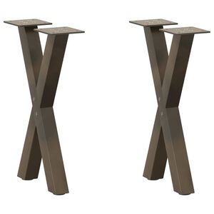 vidaXL Pieds de table basse en forme de X, 2 pi&egrave;ces, acier naturel, 38 x (42-43) cm