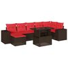 vidaXL Ensemble de canap&eacute; de jardin 8 pcs avec coussins marron r&eacute;sine tress&eacute;e