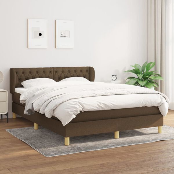 vidaXL Sommier &agrave; lattes de lit avec matelas Marron fonc&eacute; 140x190 cm