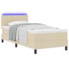 vidaXL Lit &agrave; ressorts avec matelas avec LED Cr&egrave;me 90 x 190 cm tissu