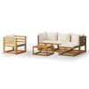 vidaXL Salon de jardin 6 pcs avec coussin Cr&egrave;me Bois d'acacia solide