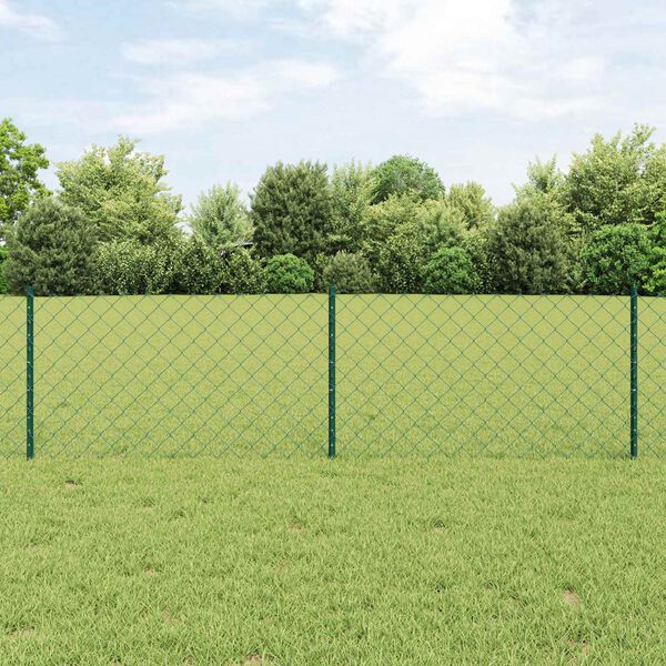 vidaXL Cl&ocirc;ture avec poteau Vert 0,6 x 10 m Acier et PVC