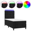 vidaXL Sommier &agrave; lattes de lit matelas et LED Noir 90x200 cm Velours