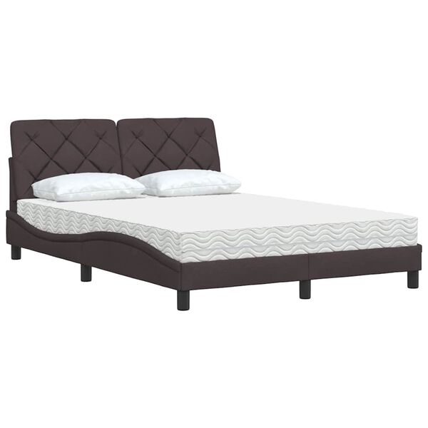 vidaXL Lit avec matelas marron fonc&eacute; 120x200 cm tissu
