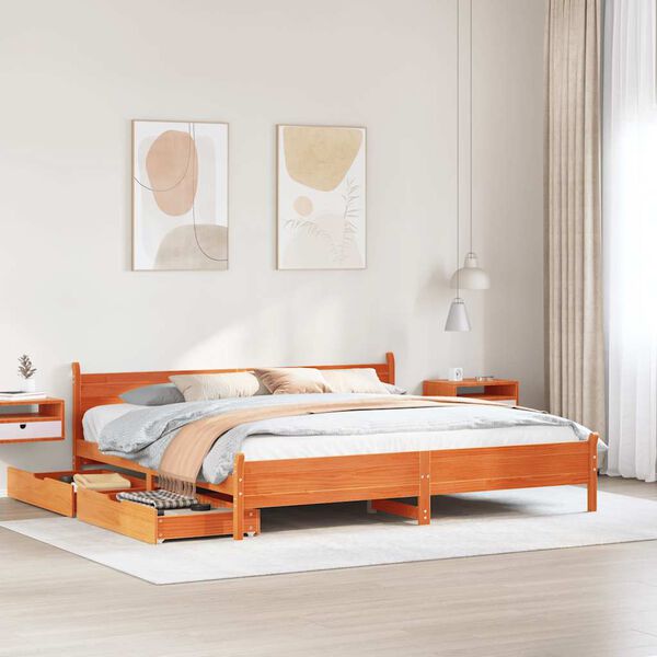 vidaXL Cadre de lit sans matelas cire marron 180x200cm bois pin massif