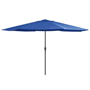 vidaXL Parasol de jardin avec m&acirc;t en m&eacute;tal 390 cm bleu azur&eacute;
