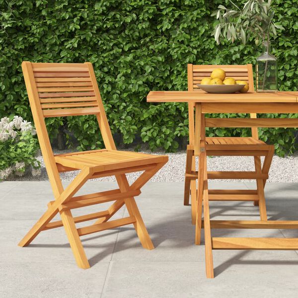 vidaXL Chaises de jardin pliantes lot de 2 47x62x90cm bois massif teck