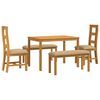 vidaXL Ensemble de salle &agrave; manger 5 pc Beige Bois de ch&ecirc;ne massif