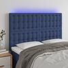 vidaXL T&ecirc;te de lit &agrave; LED Bleu 144x5x118/128 cm Tissu