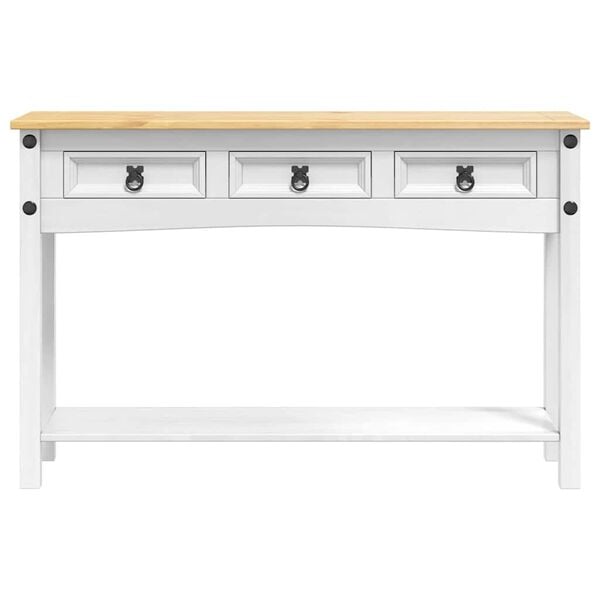 vidaXL Table d'appoint avec tiroir Blanc 114 x 34,5 x 73 cm Pin massif