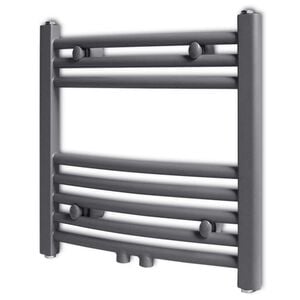 vidaXL S&egrave;che-serviettes eau chaude &agrave; rails incurv&eacute;s gris 480 x 480 mm