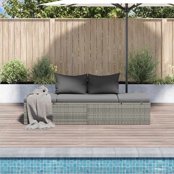 vidaXL Lit de jardin Gris 195x60 cm R&eacute;sine tress&eacute;e