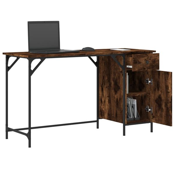 vidaXL Bureau d'ordinateur chêne fumé 131x48x75 cm bois d’ingénierie