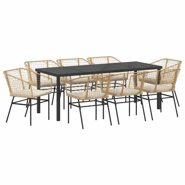 vidaXL Ensemble de salle &agrave; manger pour jardin 9 pcs Marron polyrotin