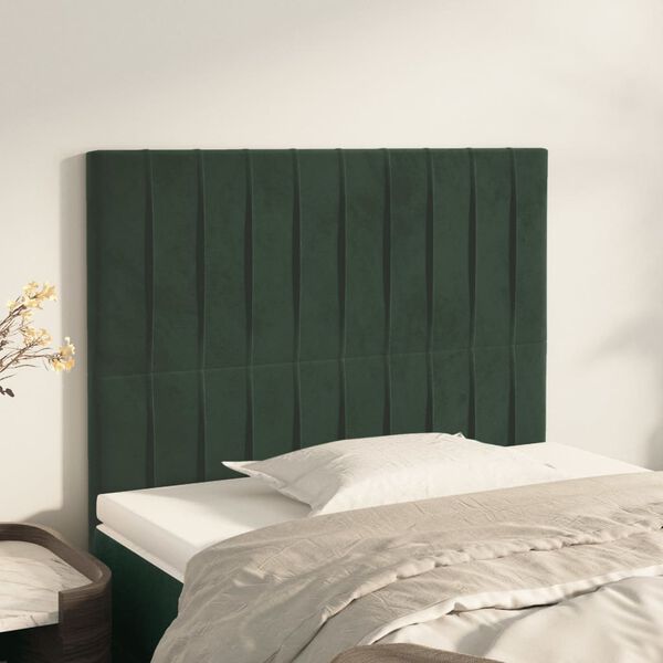 vidaXL T&ecirc;te de lit Vert fonc&eacute; 80x5x118/128 cm Velours