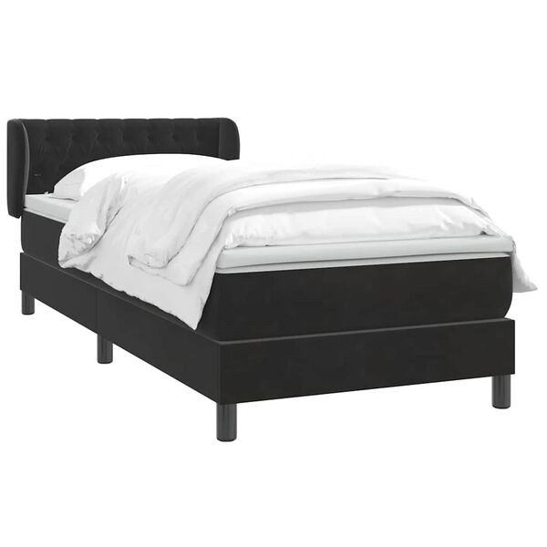 vidaXL Sommier &agrave; lattes de lit avec matelas noir 80x210 cm velours