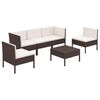 vidaXL Salon de jardin 6 pcs avec coussins R&eacute;sine tress&eacute;e Marron