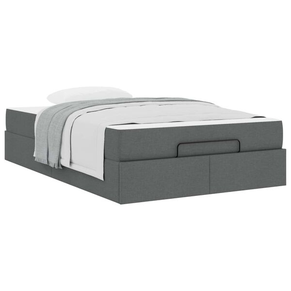 vidaXL Cadre de lit avec matelas avec matelas 2 pcs Gris Fonc&eacute; tissu