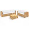 vidaXL Salon de jardin 6 pcs avec coussins Bois de teck solide