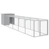 vidaXL Poulailler avec cour gris clair 110x609x110 cm acier galvanis&eacute;