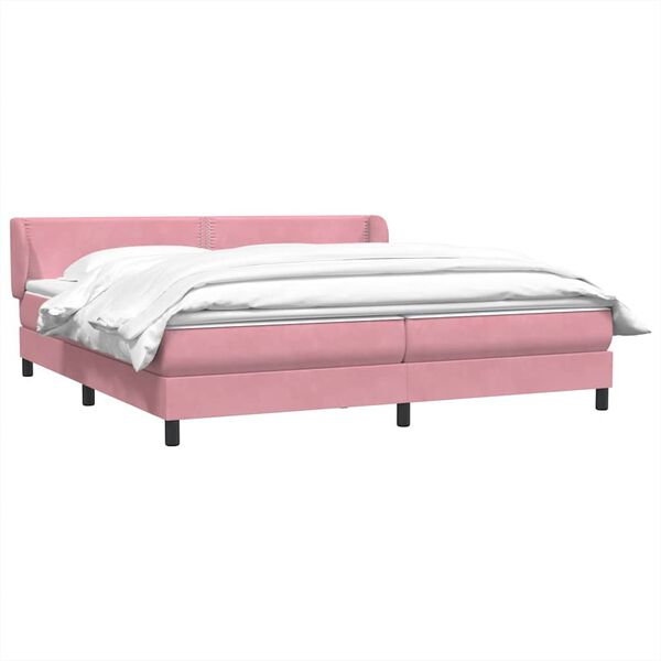 vidaXL Sommier &agrave; lattes de lit avec matelas rose 180x210 cm velours
