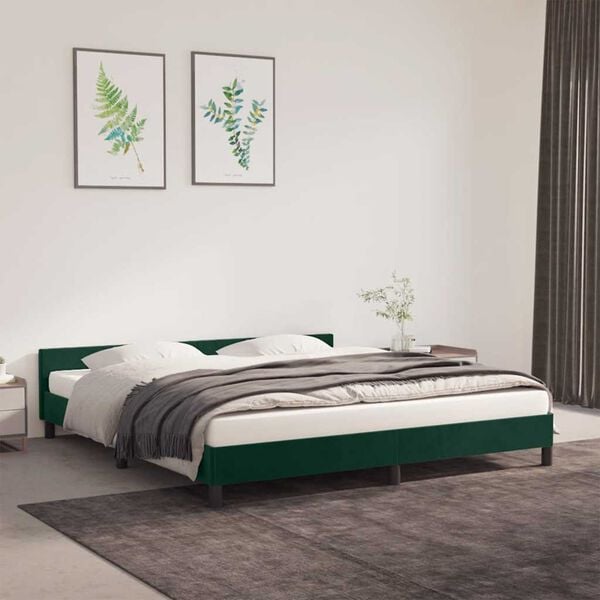 vidaXL Cadre de lit sans matelas vert fonc&eacute; 180x200 cm velours