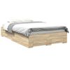 vidaXL Cadre de lit avec tiroir Marron 120 x 190 cm Bois d'ing&eacute;nierie