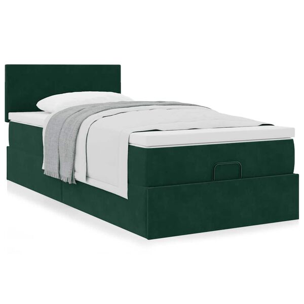 vidaXL Cadre de lit ottoman avec matelas vert fonc&eacute; 80x200 cm velours