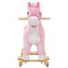 vidaXL Cheval &agrave; bascule Peluche 65x32x58 cm Rose