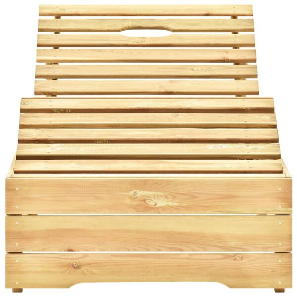 vidaXL Chaise longue avec coussin gris Bois de pin impr&eacute;gn&eacute;