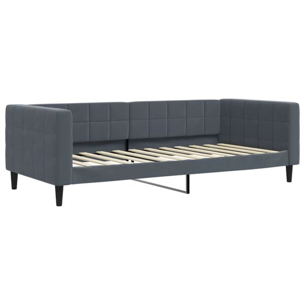 vidaXL Lit de repos sans matelas gris fonc&eacute; 100x200 cm velours