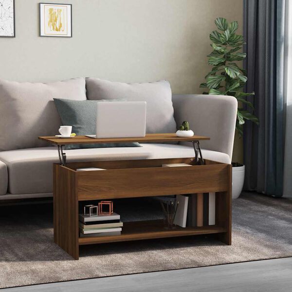 vidaXL Table basse Ch&ecirc;ne marron 102x50x52,5 cm Bois d'ing&eacute;nierie
