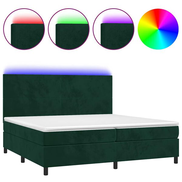 vidaXL Sommier &agrave; lattes de lit avec matelas LED Vert fonc&eacute; 200x200 cm