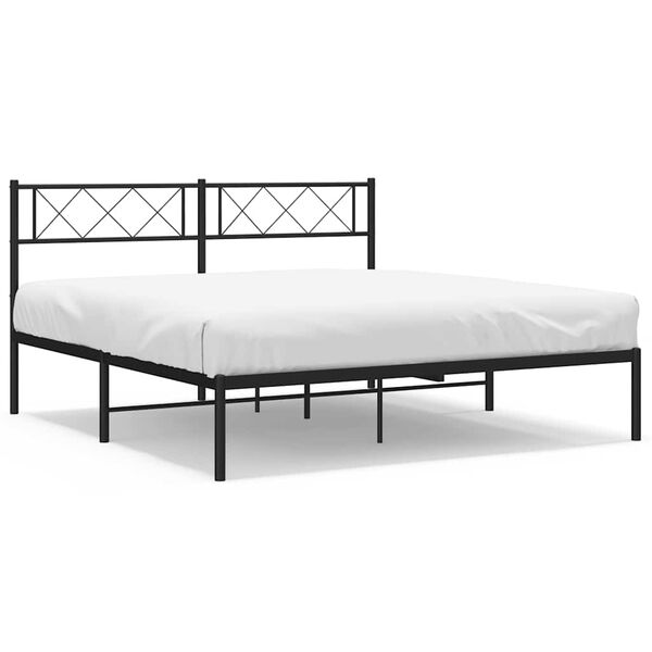 vidaXL Cadre de lit m&eacute;tal sans matelas et t&ecirc;te de lit noir 160x200 cm