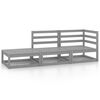 vidaXL Salon de jardin 3 pcs Gris Bois de pin massif