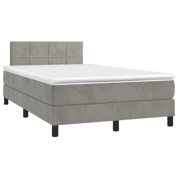 vidaXL Sommier &agrave; lattes de lit avec matelas LED Gris clair 120x200 cm
