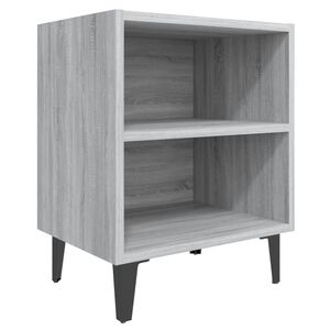 vidaXL Table de chevet avec pieds en m&eacute;tal Sonoma gris 40x30x50 cm